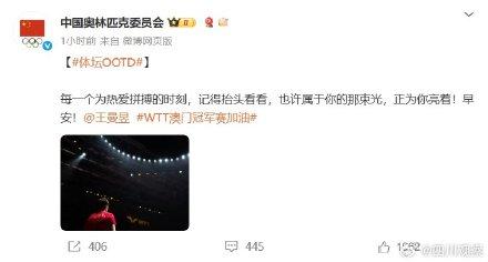 中国奥委会发文为王曼昱加油