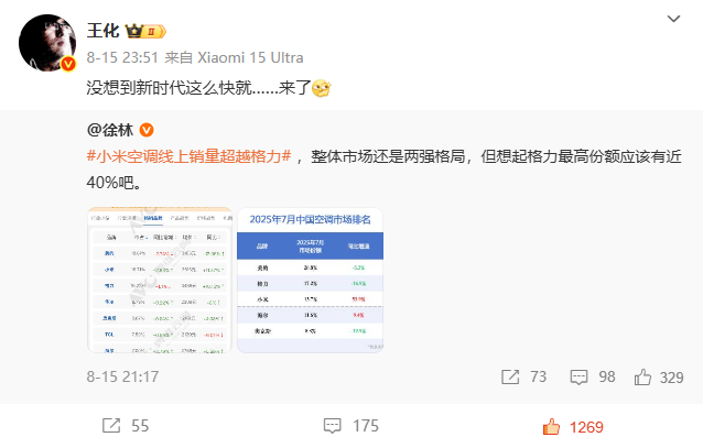 小米与格力开撕，谁是空调线上销售的“二哥”