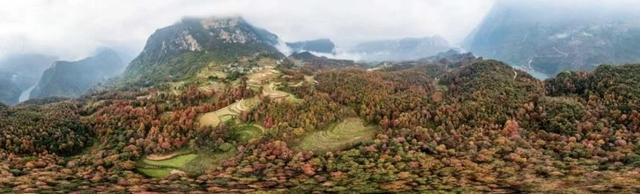 水城：枫染天门红胜火 布依古寨美如画