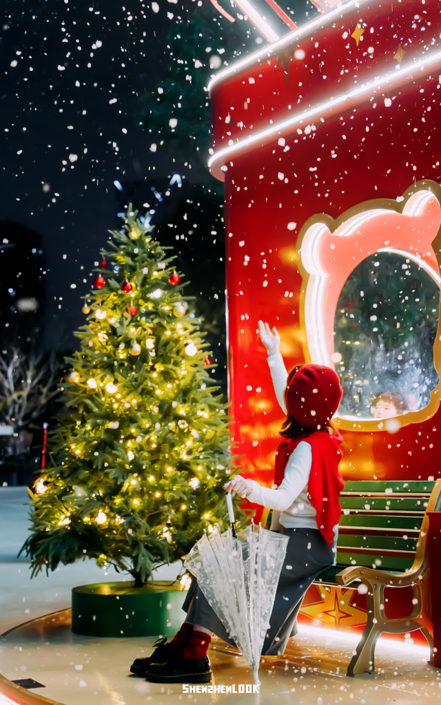 下暴雪的「圣诞小镇」开了！12米泡泡玛特圣诞树亮灯