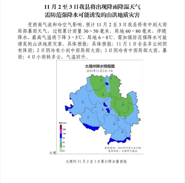 巍山重要天气提醒