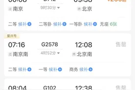 元旦假期旅客出行热情高，南京往北京等方向多趟列车售罄图片