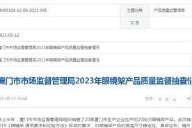 厦门市2023年眼镜架产品质量监督抽查情况图片