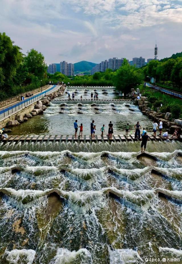 俯瞰龙鼎滨河公园，满眼翠绿清凉一夏