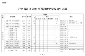 2024年合肥市区高中招生计划发布 省示范高中85%指标到校图片