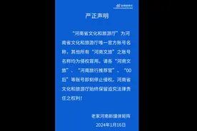 河南省文化和旅游厅：“河南文旅”之账号名称均为侵权冒用图片