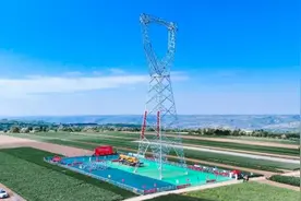 陇东直流配套火电750千伏送出工程首基铁塔组立试点圆满完成图片