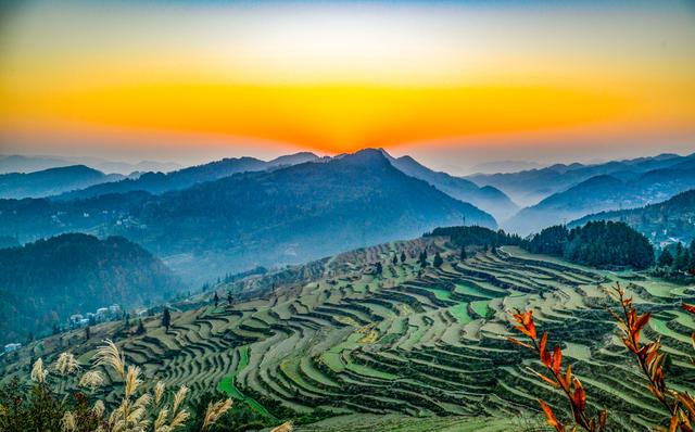 重庆酉阳:霜落梯田 晨景如画