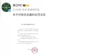 中超｜浙江队岳鑫被俱乐部罚款3万元图片