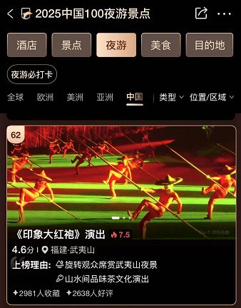 全球玩水避暑地+中国夜游爆款！武夷山入选2025携程口碑榜年度榜单