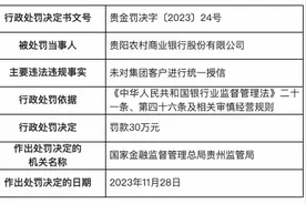 未对集团客户进行统一授信，贵阳农商银行被罚30万图片