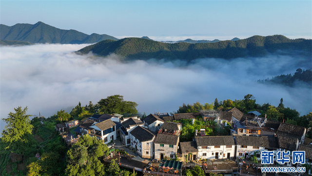 安徽黄山：云上村落画秋意