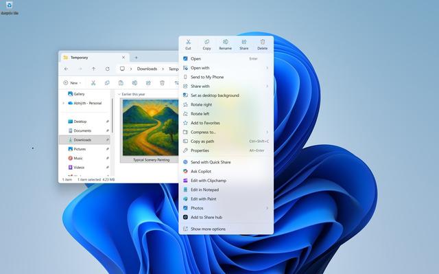 微软瘦身Win11文件管理器右键菜单：界面更清爽、性能仍待优化
