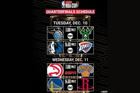 NBA杯四分之一决赛赛程出炉 12月11日鸣锣开战图片