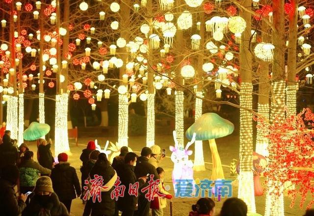 一年四季 泉在济南丨迎春花灯亮化测试，五龙潭公园点亮“花涧秘境”