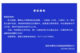 温州雁荡山景区：方洞索道突发故障，一名游客在缆车意外受伤，事故具体原因正在调查中图片