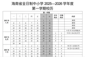 海南中小学最新校历来了！今年秋季开学、明年寒暑假时间→图片