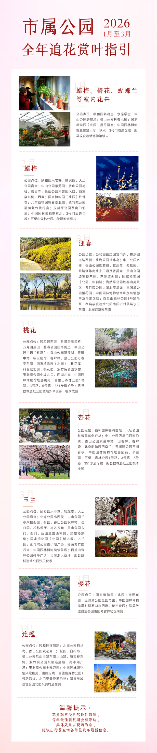 市属公园首发《2026全年追花赏叶指引》