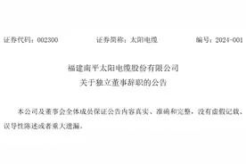 福建南平太阳电缆股份有限公司独立董事张梅辞职图片