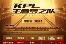 KPL梦之队投票结果公布，徐必成总排名第一图片