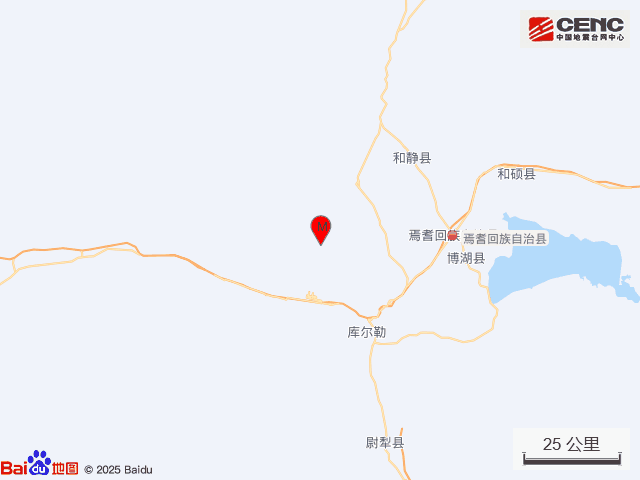 新疆焉耆县发生3.4级地震