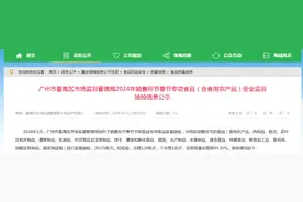 广州市番禺区市场监督管理局2024年销售环节春节专项食品（含食用农产品）安全监督抽检信息公示图片