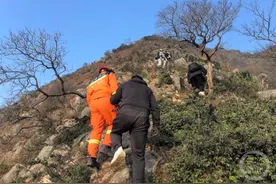 进退两难！男子爬山体力不支被困山间图片