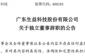 广东生益科技股份有限公司独立董事韦俊辞职图片