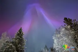 极光点亮美国安克雷奇夜空图片