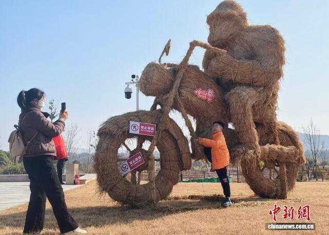 南昌冬日稻草人“值守”珍奇植物园 引客打卡