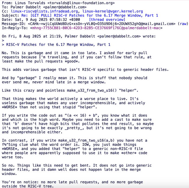 Linus怒喷Google工程师：代码垃圾又迟交，别想轻易混进Linux！