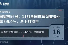 国家统计局：11月全国城镇调查失业率为5.0%，与上月持平视频封面