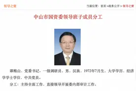 谭梅山履新，出任中山市国资委党委书记图片