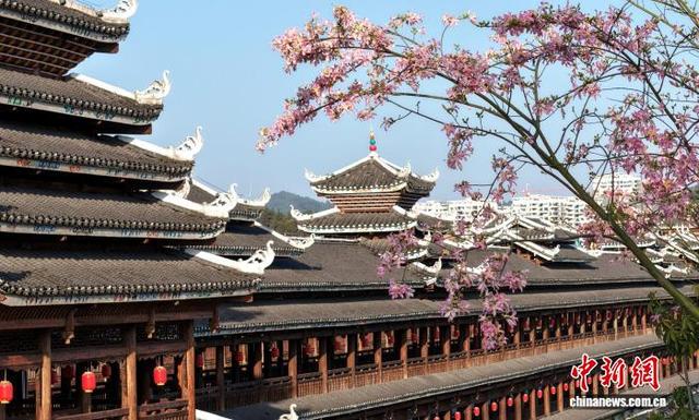 广西三江侗乡：花映廊桥美如画