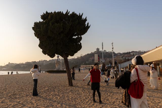 “爱心”树下 暮色醉人