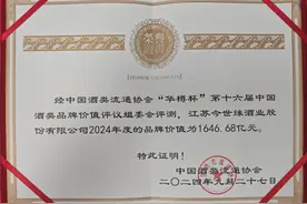 1646.68亿元！品牌价值新跨越，今世缘荣获“华樽杯”多项大奖图片