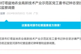 河源市灯塔盆地农业高新技术产业示范区党工委书记钟志坚被查图片