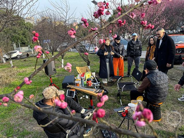 百亩梅林点染长江岸 江畔盛景美如画