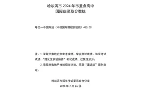 哈市 2024 年市重点高中国际班录取分数线最新公布图片