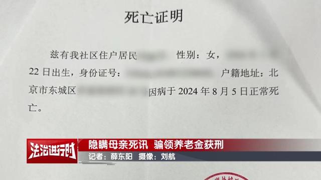 男子隐瞒母亲死讯两年多，伪造证明骗领养老金超16万用于个人消费，涉嫌诈骗罪被判3年