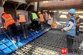 南京江北地下空间二期工程H6匝道首块底板顺利浇筑图片