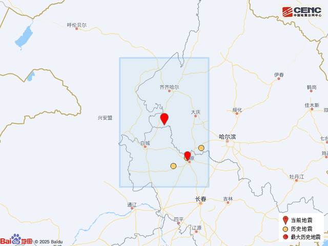 黑龙江泰来县发生3.0级地震