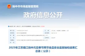 2025年江苏镇江扬中元旦春节两节食品安全监督抽检结果汇总表（公示）图片