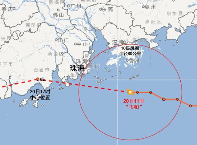 珠海进入10级风圈
