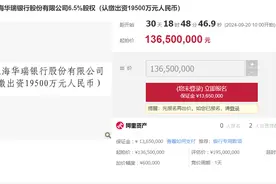 上海华瑞银行6.5％股权遭司法拍卖图片
