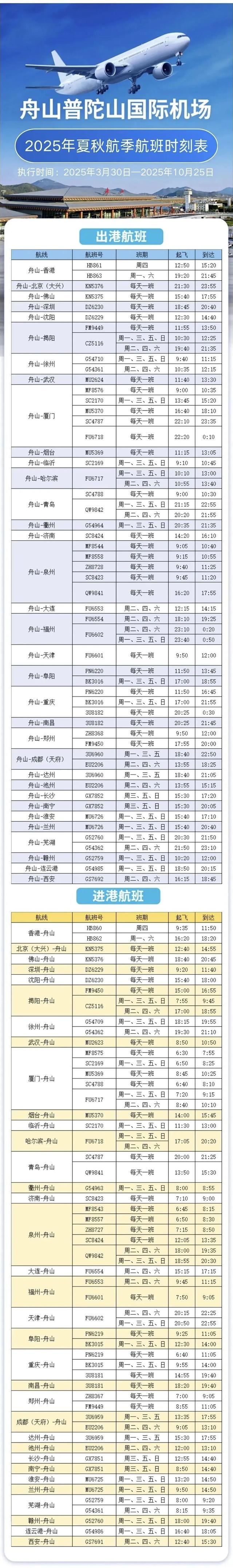 舟山将开通3条新航线！
