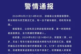 警方通报“女子等红绿灯被撞，司机驾车逃逸”：犯罪嫌疑人已被刑拘！图片