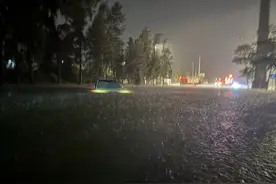 广东阳江强降雨致积水严重，消防员紧急转移4名被困人员图片