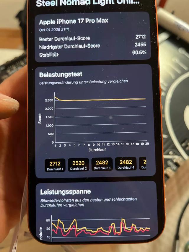 玩家为iPhone 17 Pro Max加装SSD散热器 跑分表现突破极限