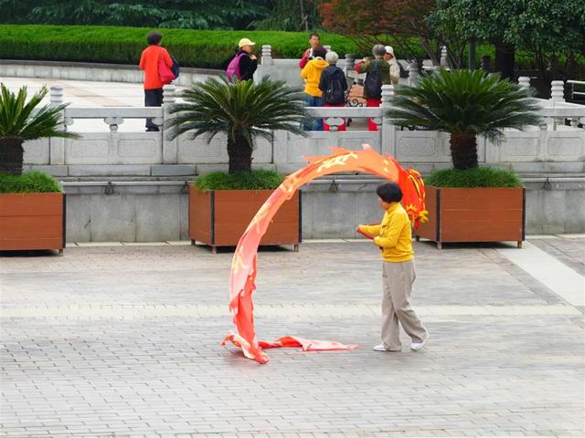 落叶缓扫留秋韵，洪山广场秋意浓